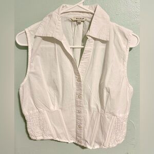 Sim & Sam Women's Cropped Button Front Sleeveless Shirt, Sizes L